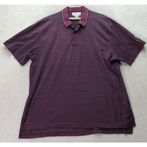IZOD Polo Shirt Men's XL Purple Striped International Tour Short Sleeve Collared